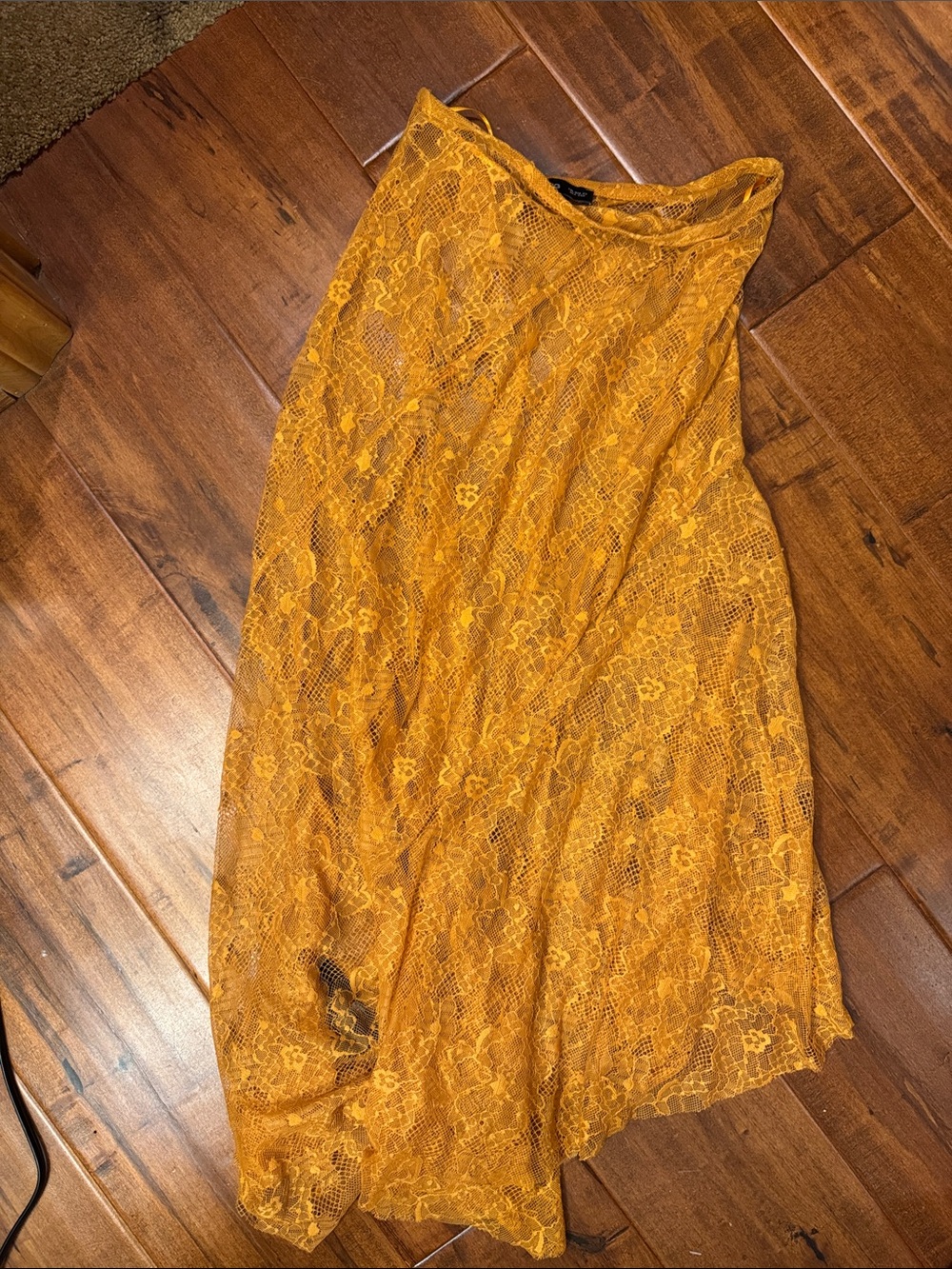 Ming Wang orange Lace Midi Skirt